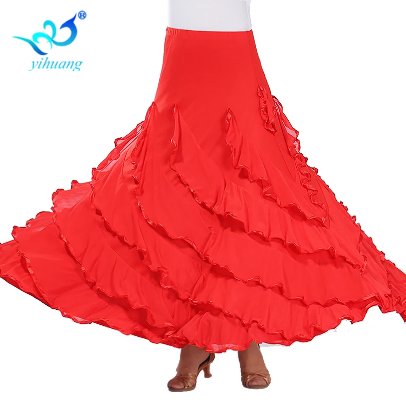Flamenco Dance Costume Skirt Ballroom Dancing Long Skirts Ladies Waltz
