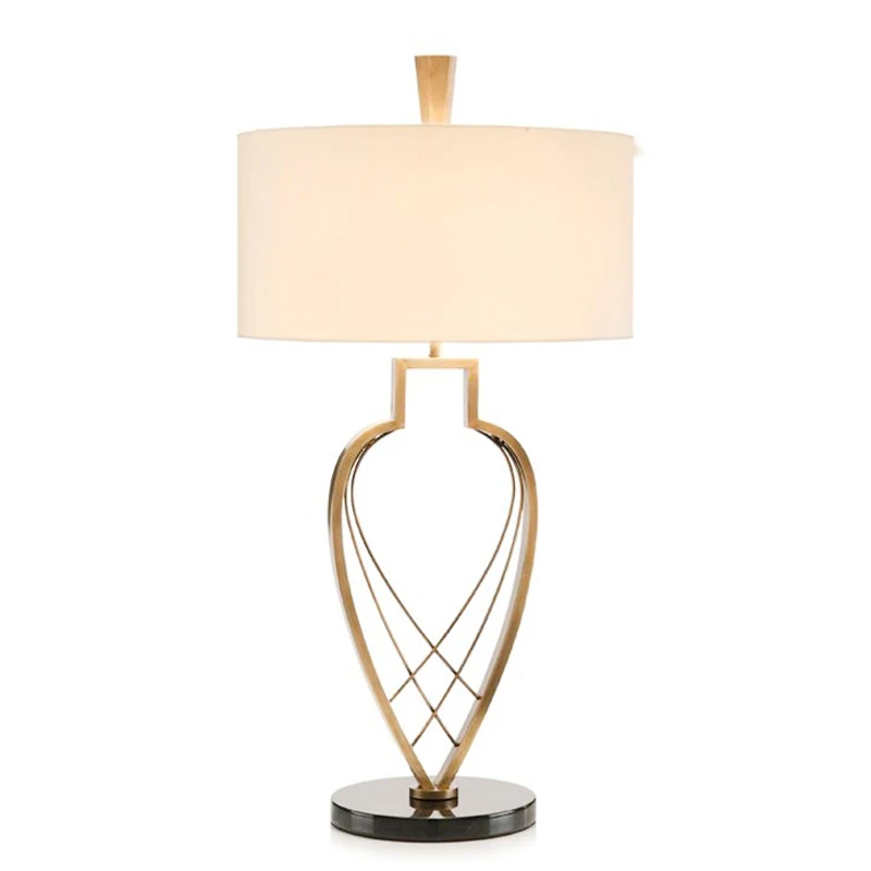 

Chinese style decorative table lamp simple golden room living room bedroom bedside table light white desk lamps ZA825357