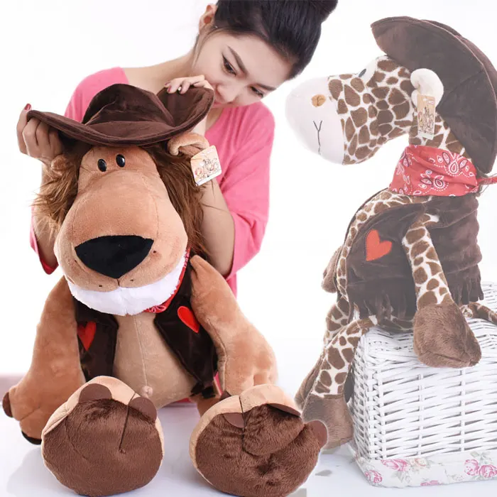 

New Hot Biggest 80cm Germany Nici Cowboy Series Plush Toy Lion Tiger Giraffe Child Birthday Christmas Gifts 1pcs