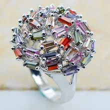 Peridot Pink Simulado Sapphire Garnet Morganite Plata Esterlina 925 Calidad Joyería de lujo Del Anillo de bodas Tamaño 6 7 8 9 10 F1133