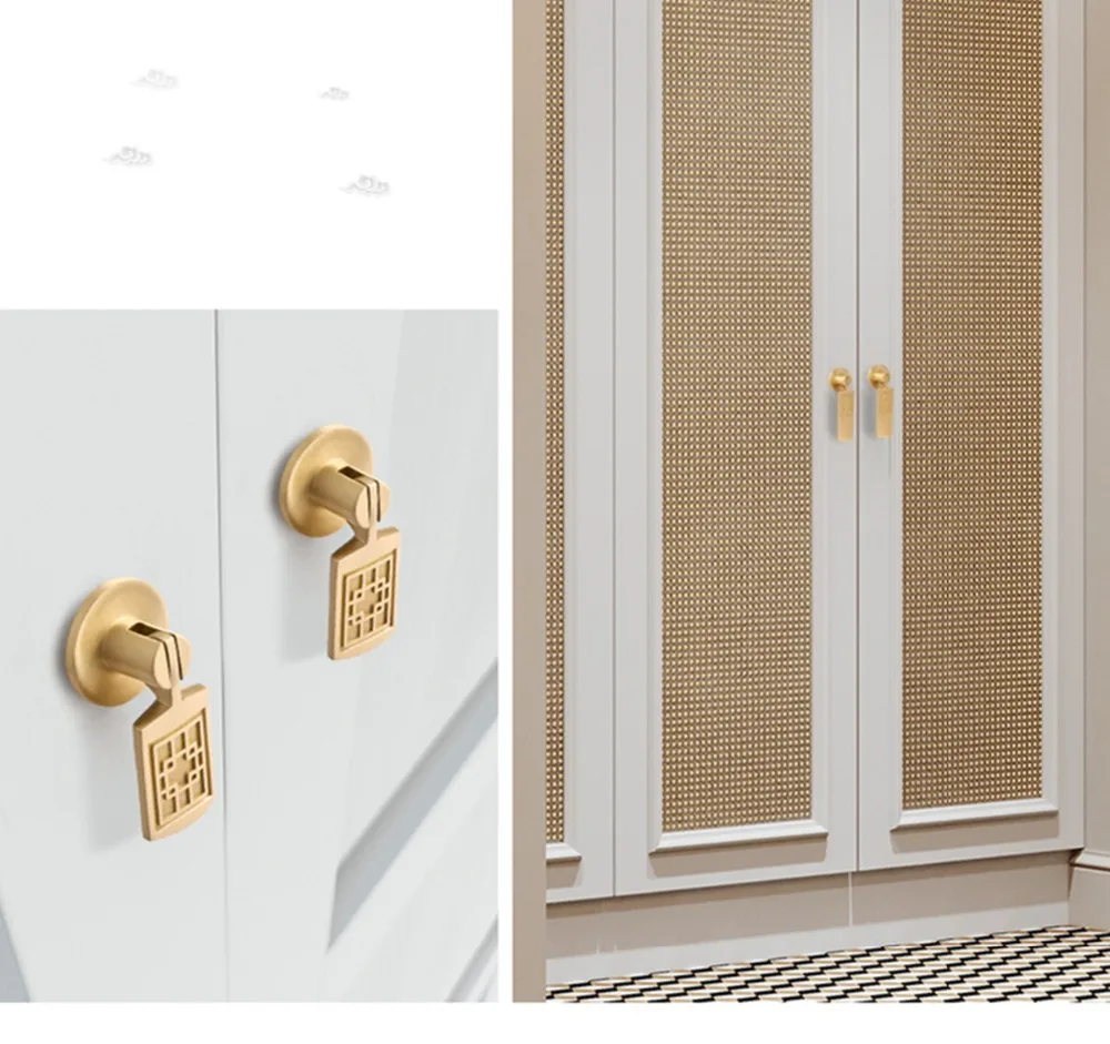 Латунная дверная ручка для шкафа, кухонная дверь, китайский стиль, роскошный экстравагантный медный скандинавский золотая для шкафа, современный минималистичный ящик