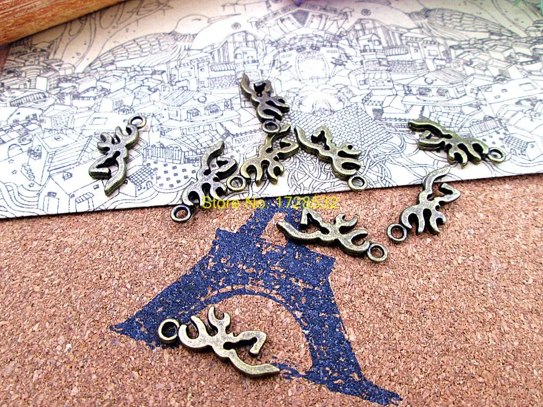 

25pcs--22*9mm antique bronze musical mini Deer Head Silhouette Charm Deer Antlers Charms pendants