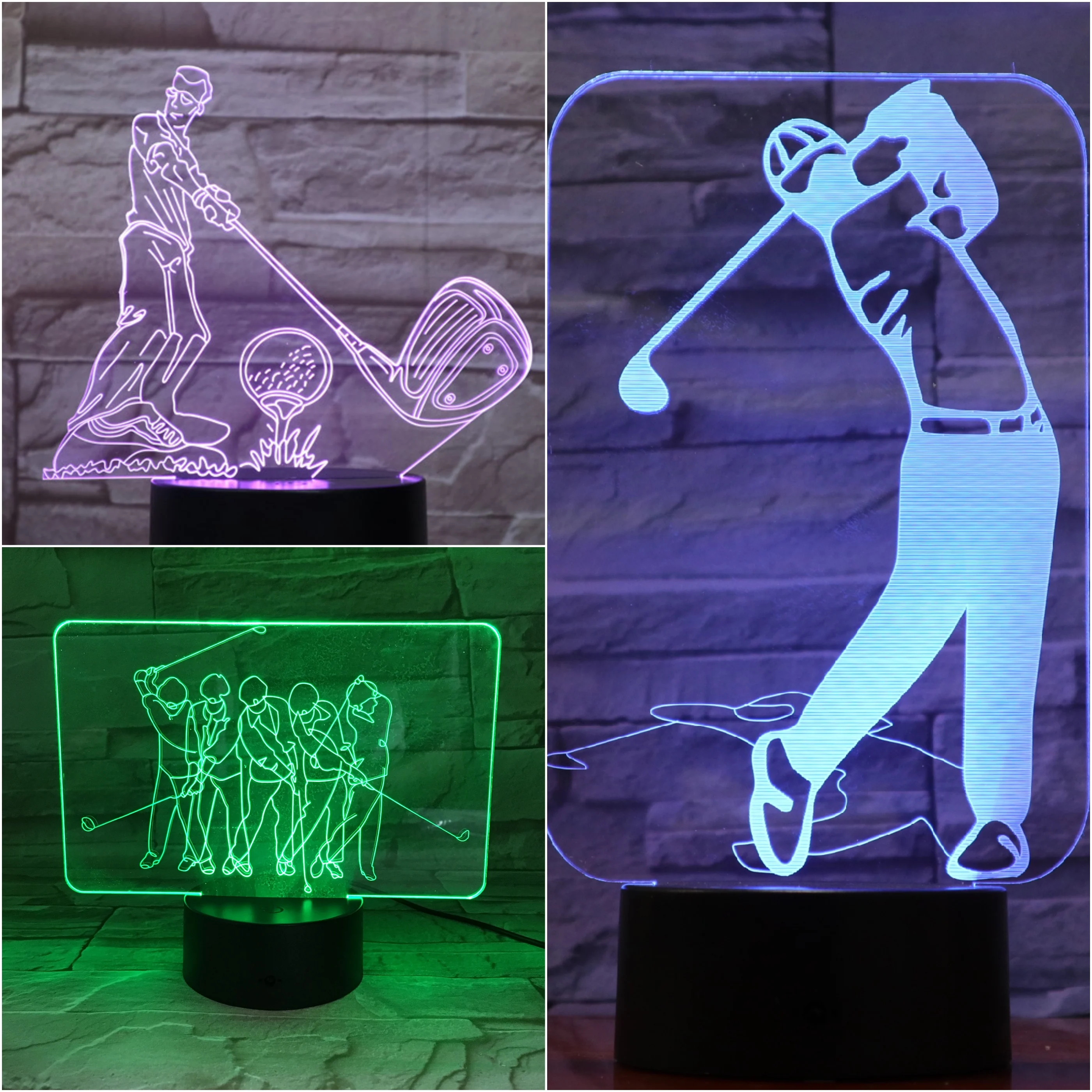 

USB 3D LED Night Light Golf Player Chris Woods Figure Color Changing Children Kids Gift Baby Nightlight Table Lamp Bedroom Neon