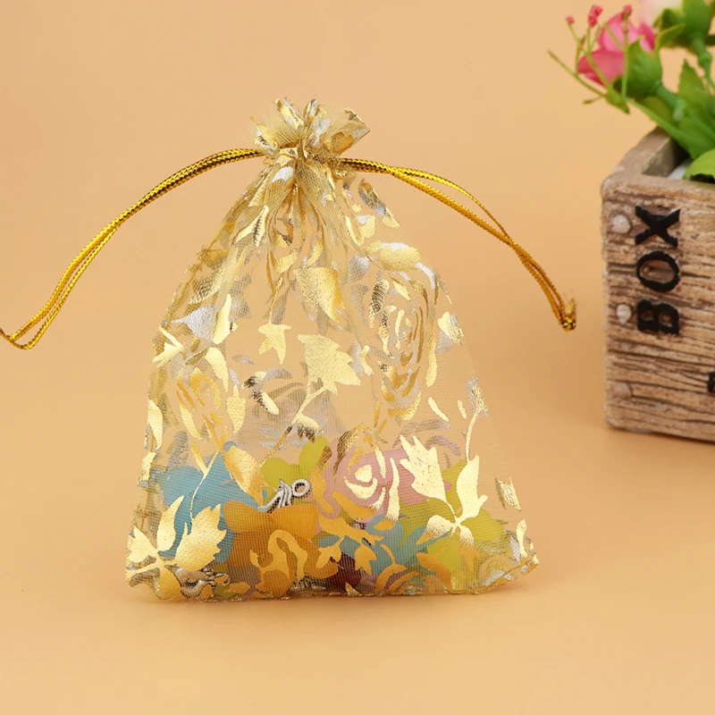 

Wholesale 200pcs/lot Drawable Gold Large Organza Bags 20x30cm Favor Wedding Christmas Gift Bag Jewelry Packaging Bags& Pouches