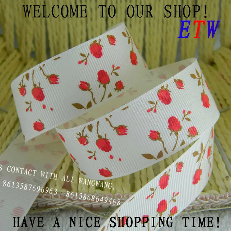 

Free shipping Hot selling 1''(25mm) Polyester Grosgrain ribbon Romantic rose ribbon 20yards/lot hairbow package Decoration