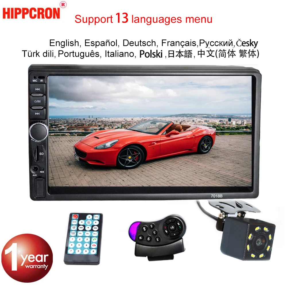 Hipppcron 2 Din автомагнитола Bluetooth HD " MP5 плеер сенсорный экран FM SD USB ISO мощность Aux вход камера заднего вида автомобильный аудио