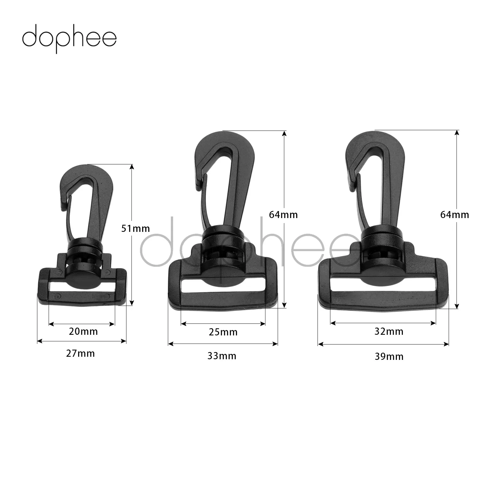 

dophee 10pcs Plastic Swivel Snap Hook For Weave Paracord Lanyard Buckles Backpack Straps Webbing 20mm 25mm 32mm Black