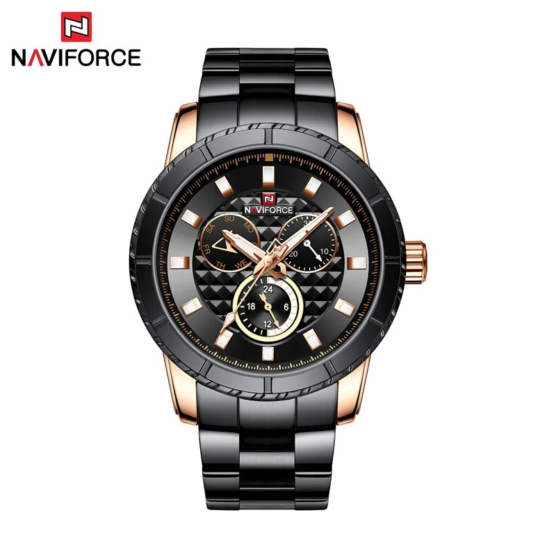 Relogio Masculino NAVIFORCE мужские часы лучший бренд класса люкс спортивные водонепроницаемые военные наручные часы стальной ремешок кварцевые мужские часы 9145 - Цвет: NA914501