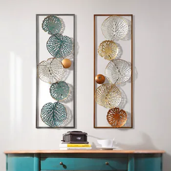 

American Retro Iron Art Stereoscopic Lotus Leaf Metal Wall Accessories Creative Bedroom Living Room Wall Art Decorations X1507