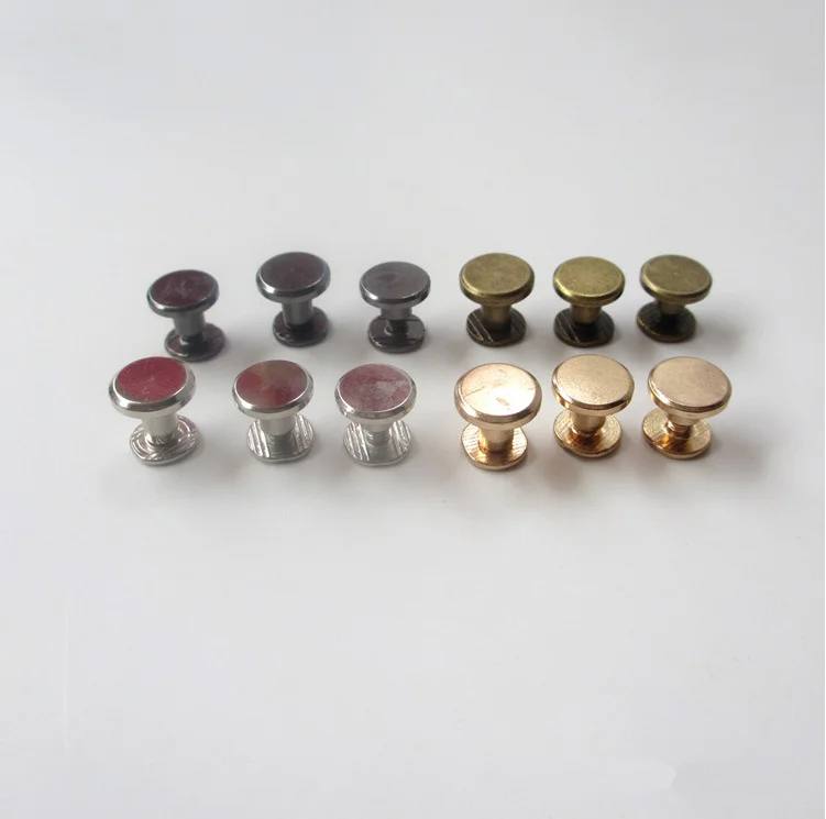 Free shipping 30sets Brass Double Plane Button Stud Screw Nail Rivet