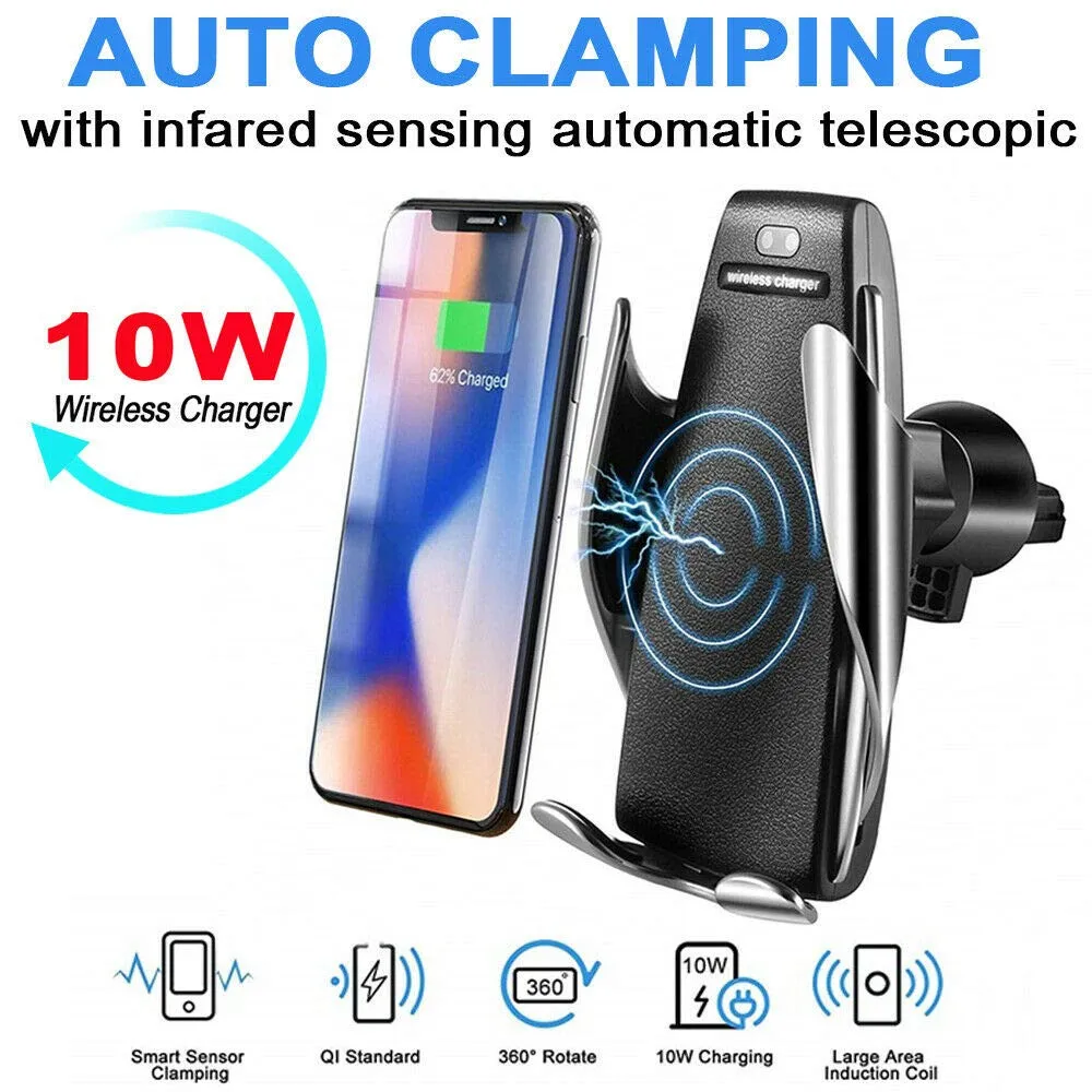 

Infrared Wireless Charger Smart Automatic Clamping Fast Wireless Car Charger Auto-sens Air Vent Mount for iPhone Samsung