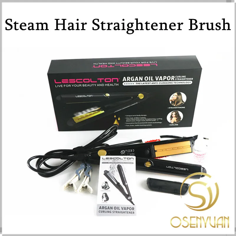 

Steam 3 in 1 Hair Straightener Curling Iron Steam Electric Straighting Brush Ceramic Hair styling Portable Iron Brush