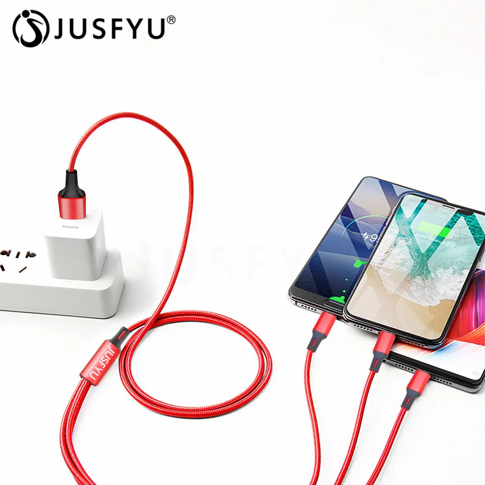 

for iPhone/Android/Type C 3 in 1 Micro USB 1.2M Cable Universal 3A fast Charge for Mobile Phones Charging Cables 8Pin Quick Cord