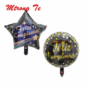

50pcs 18inch Spanish Happy Birthday Party Decoration Helium Foil Balloons Feliz Cumpleanos Round Star Balls Baby Shower Globos