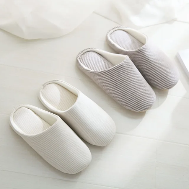 Jron 2017 Autumn Winter Men Slippers Household Striped Cotton Soft Fabric Slipper Water-proof Anti-slip Sole Indoor Slippers 