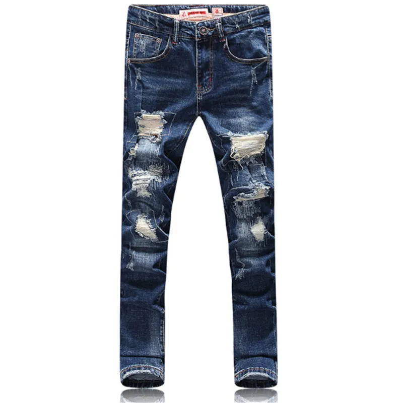 

Free shipping to Europe and the United States 2017 new men's Stretch Jeans worn old feet in Korean slim waist jeans
