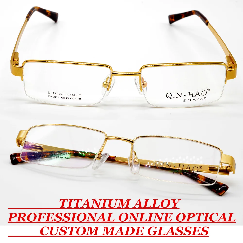 Заказ очки для чтения титанового сплава SEMI-RIM золото мужские кадр Бизнес