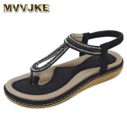 MVVJKE Летняя обувь женские богемные пляжные сланцы мягкие женские сандалии на плоской подошве Повседневные Удобные плюс размер: 35–42