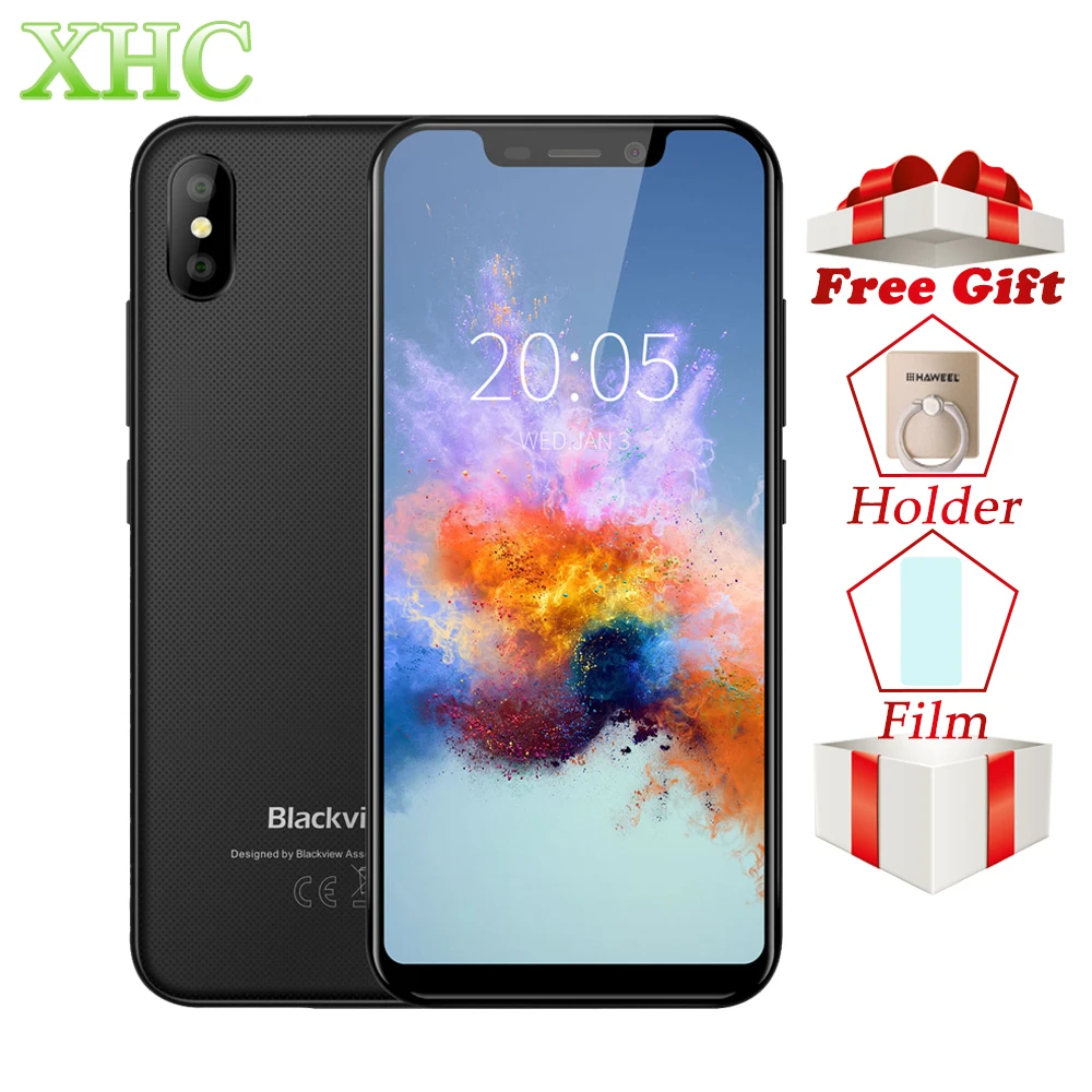 Blackview A30 5.5inch Smartphone Android 8.1 MTK6580A Quad Core RAM 2GB ROM 16GB 8MP+5MP Face ID Dual SIM WCDMA 3G Mobile Phones