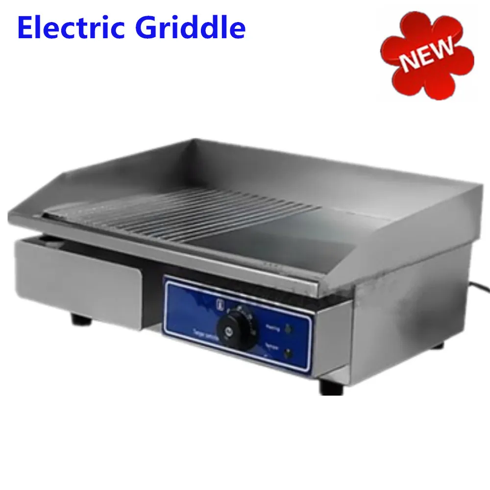 

Stainless Steel Electric Grill Griddle w/ Half Flat plate and groove plate CE approved High Quality DE UK Stock Fast Shipping!