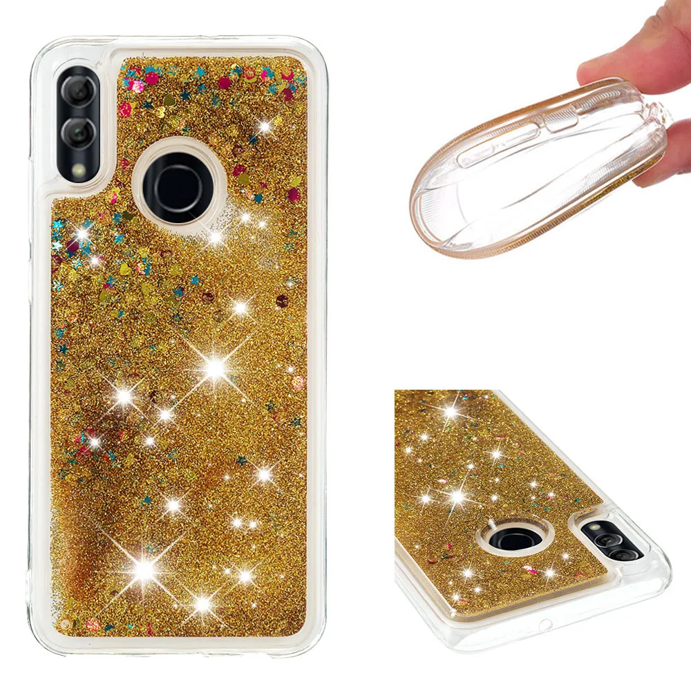 

Shining quicksand TPU anti-fall Love Heart phone case is suitable for Huawei Honor 10 Lite