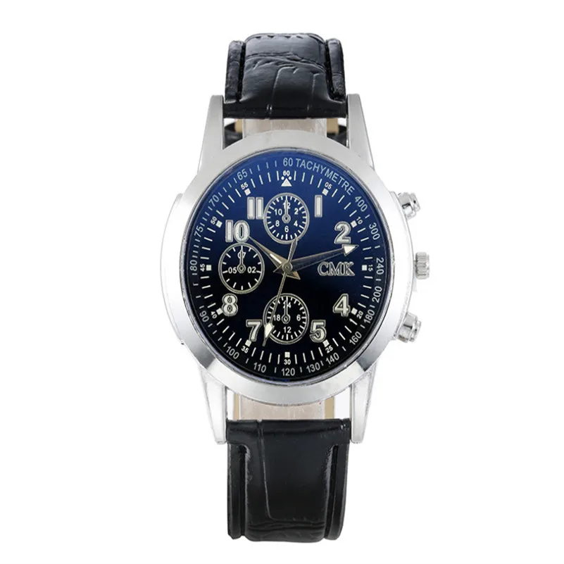 New Listing Geneva Men Watch Fashion Male QuartzWatch Three Eye Timing Digital Pointer Business Casual Leather Wrist Watch M22 (3)