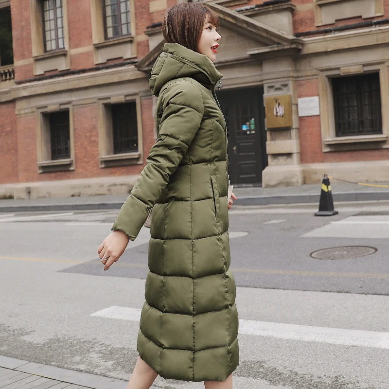 Зимняя женская куртка, модная, длинная, утолщенная, теплая, куртка на хлопковой подкладке, верхняя одежда, парки, плюс размер 6XL, женская одежда