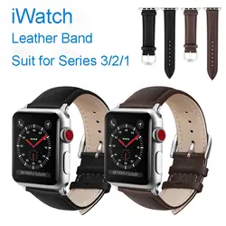 Черные ремешки для часов Ремешок для часов из натуральной кожи наручных часов IWatch, ремешок для серии 3/2/1 Apple Watch 38 мм 40 мм 42 44 мм ремешок Пояс