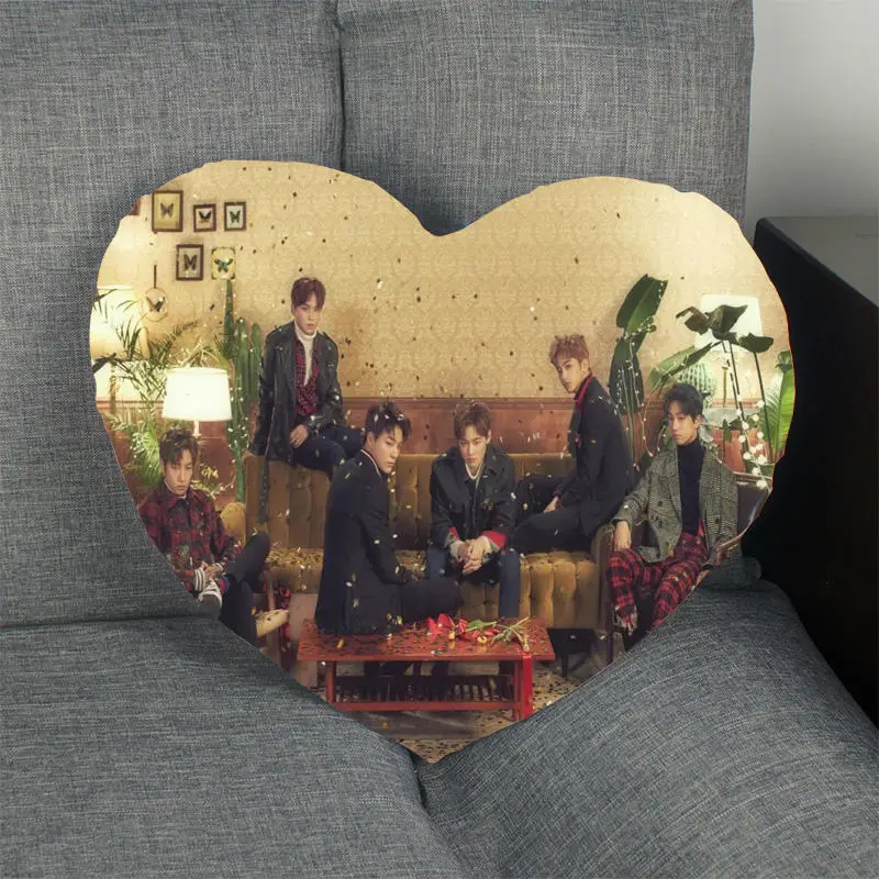 New Kpop Pillow Case NCT Heart Shape Satin Fabric Pillow Cover For Home Bedroom Wedding Decorate Pillow Cases - Color: 2