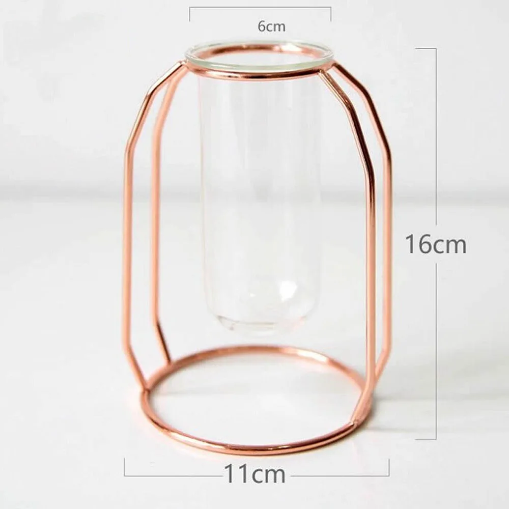 Скандинавском стиле стеклянная железная художественная ваза из розового золота геометрической формы цветочный горшок домашний стол украшения Свадебные украшения, аксессуары - Цвет: A1