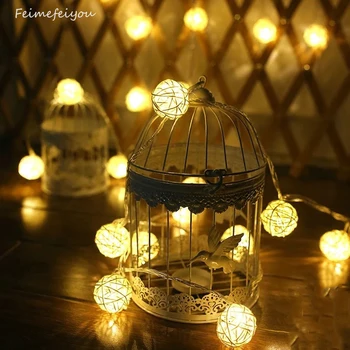 

Feimefeiyou 10 Latterns LED 1M Funlife Wedding Party String Lights Hand Weaved Rattan String Ball Lantern Xmas 3cm Ball