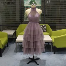 Новинка, короткие платья для выпускного вечера, многослойное Тюлевое А-образное сексуальное свадебное платье с открытой спиной, на заказ, дешевые женские вечерние платья