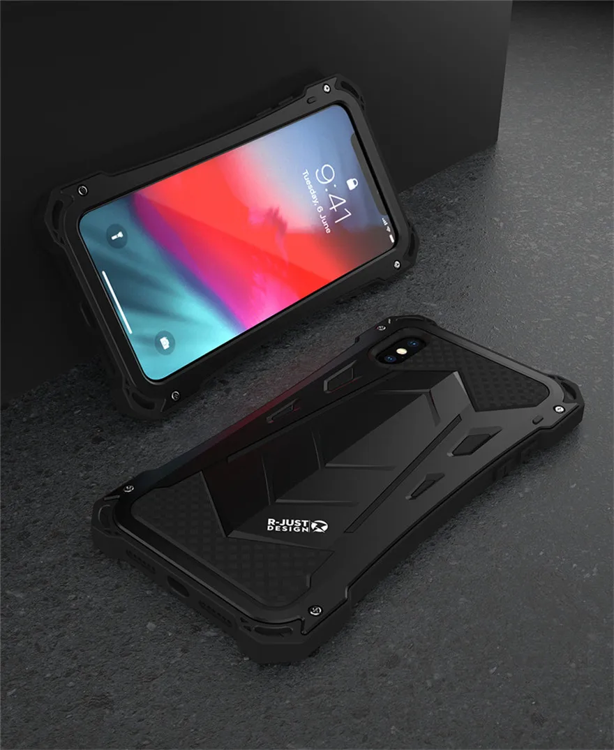 New Heavy Duty Case for iPhone XS Max Doom Armor Metal Case for iPhone XS Original R-just Shockproof Cover For iPhone X XR (16)