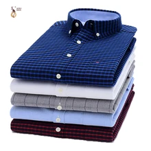 Aoliwen/брендовая мужская Повседневная рубашка в стиле Оксфорд; Осенняя Удобная рубашка с длинными рукавами на пуговицах; фланелевая хлопковая рубашка высокого качества