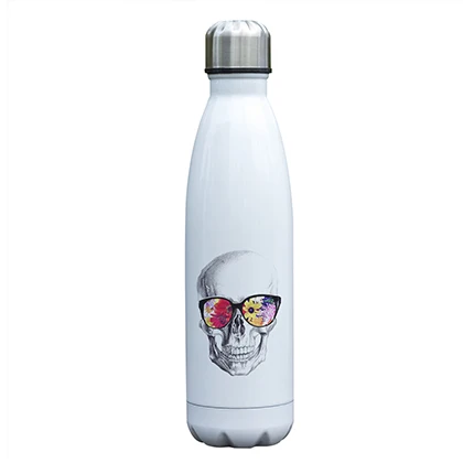 17 унций крутая бутылка с рисунком черепа тематические вакуумные колбы 304 двойными стенками термос из нержавеющей стали с уникальной печатью черепа - Цвет: B