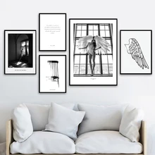 Black White Angel Women Chair Quote Wall Art Canvas Painting Nordic Posters And Prints Wall Pictures For Living Room Home Decor Black White Angel Women Chair Quote Wall Art Canvas Painting Nordic Posters And Prints Wall Pictures For Living Room Home Decor