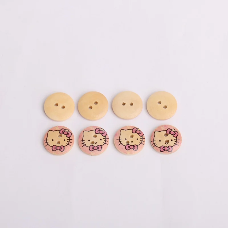 

Cute Things Doll Clothes Wooden Cat Buttons Circle Pink 18mm 100pcs Cartoon Kitty Animal Painting Children Sweaters Shirt Sewing