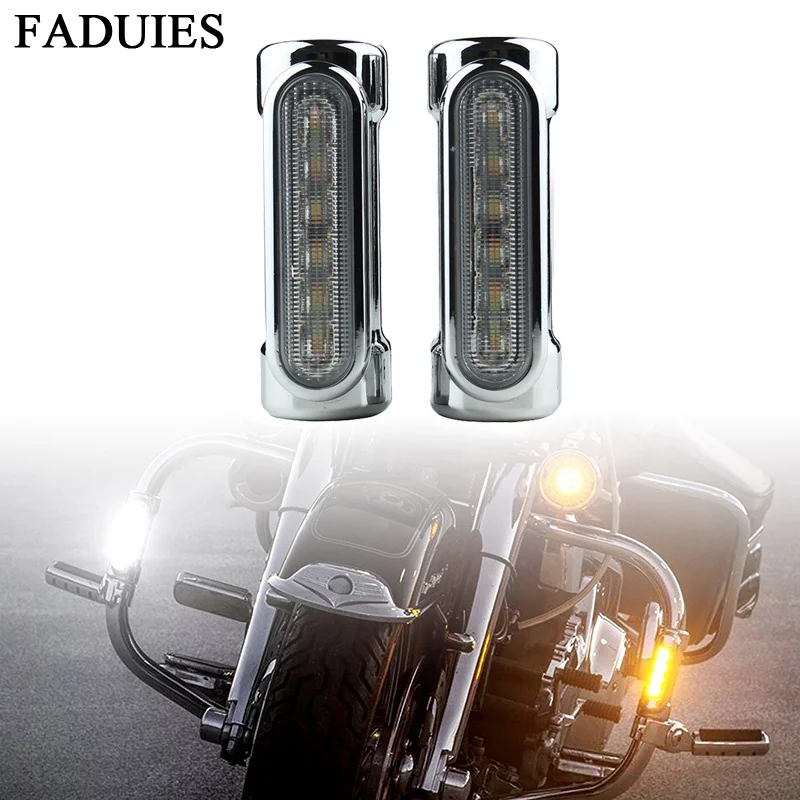 Faduies Black/chrome Motorcycle Highway Bar Switchback Turn Signal