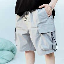Лето tide бренд пара повседневные карманные рабочие шорты мужские хип хоп до колена брюки ins свободные женские