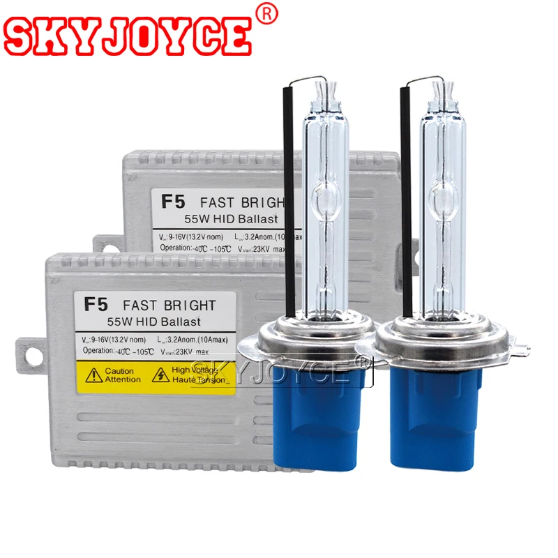 

SKYJOYCE 55W H7 Xenon HID Kit AC 55W Fast Bright F5 HID Ballast 5500K Xenon Bulb H1 H3 H7 H11 HB3 HB4 9012 D2H Car Headlight Kit