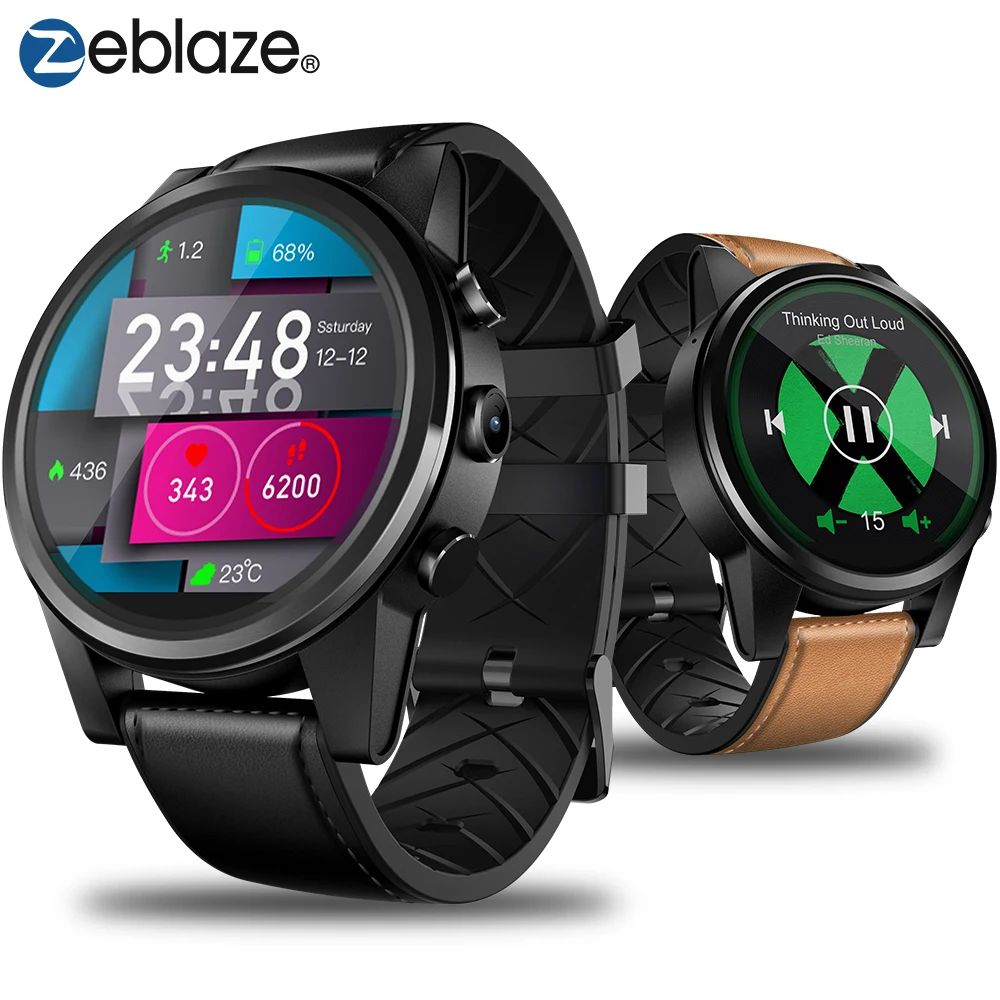 Ceny Zeblaze THOR 4 Pro 1.6 calowy wyświetlacz kryształowy 16GB 600mAh 4G SmartWatch GPS GLONASS czterordzeniowy hybrydowy skórzany pasek do inteligentnego zegarka mężczyzn