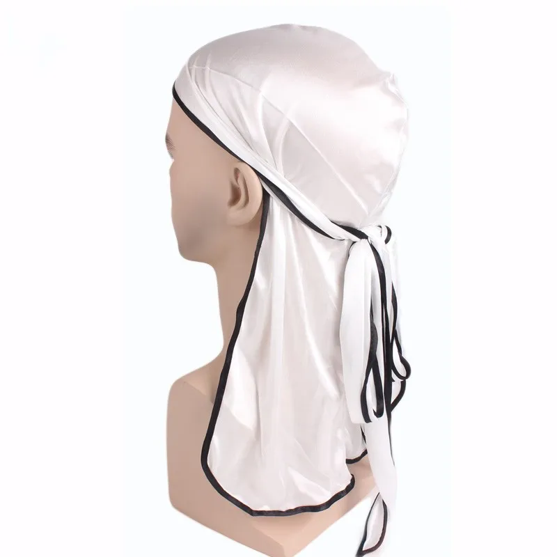 Unisex Satin Breathable Bandana Hat Silky Durag Do Doo Du Rag Long Tail Headwrap