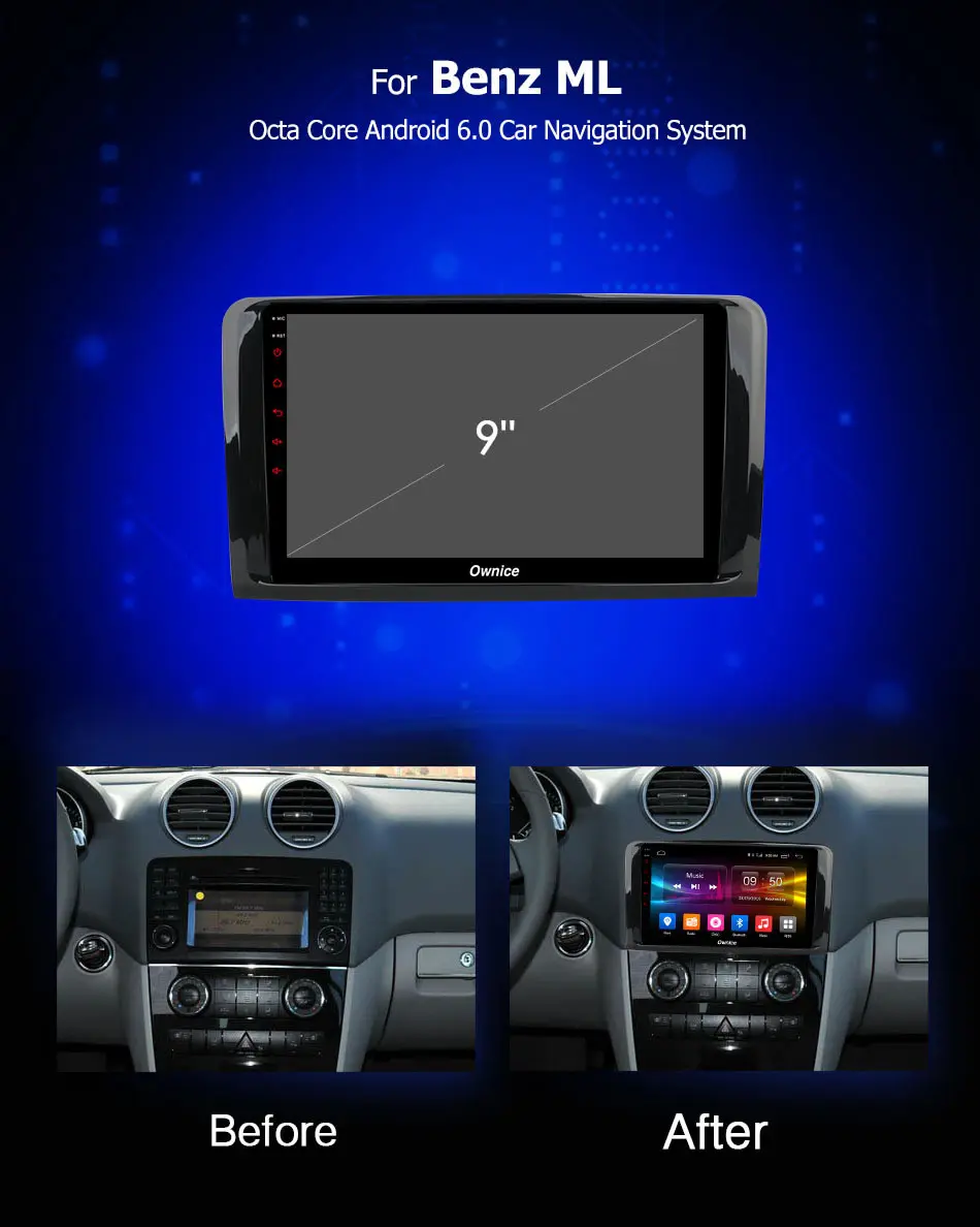 Sale 9" Android 9.0 8 Core Car Radio GPS Player 4G+32G For Mercedes Benz M ML GL Class W164 X164 ML300 ML320 ML350 ML450 DSP CarPlay 2