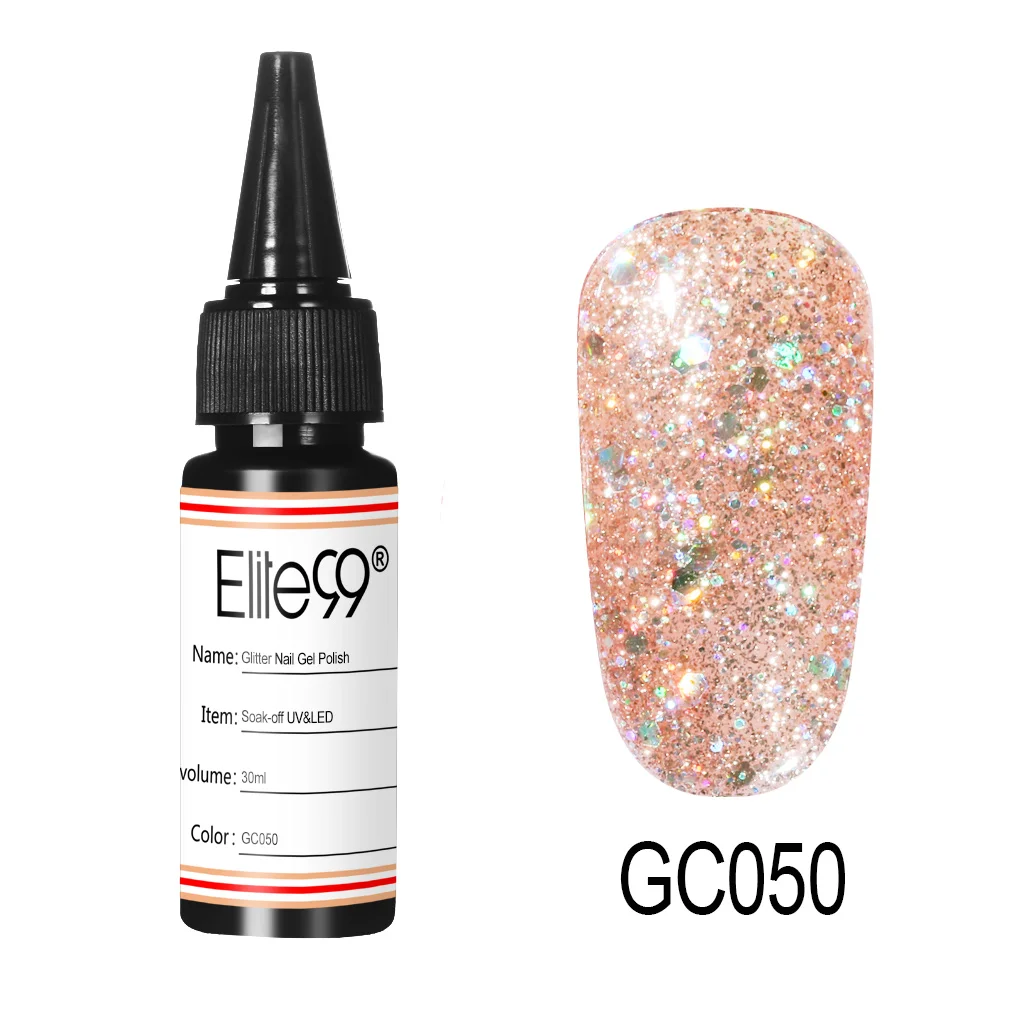 Elite99 30 мл Блестящий цветной Гель-лак для ногтей бриллианты дизайн ногтей маникюр гель лак замачиваемый мерцающий УФ гель лак для ногтей - Цвет: GC050