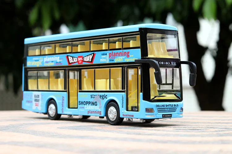 1:36 детский двухэтажный автобус модель сплава модель машины Голосовая станция автобус возвращение грузовик звук-оптическая маятниковая игрушка автобус