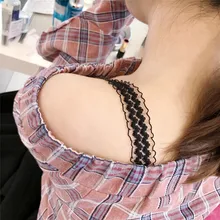 Женские невидимые бретели бюстгальтера регулируемый выдолбленный кружевной цветок двойной плечевой ремень Противоскользящий Широкий бюстгальтер ремни 1 пара