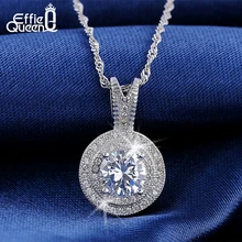 Effie Queen 1.25 CT Heats and Arrows Cut Zircon Pendant Necklace Platinum Plated Necklace for Women Wedding and Engagement DN87