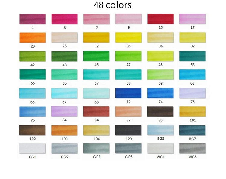 48 colors STA 12/24/36/48/60/128 Цвет маркер для рисования жирной на спиртовой основе маркеры двойной головой, кисть, ручка для рисования, цветные маркеры для рисования - Цвет: 48 colors