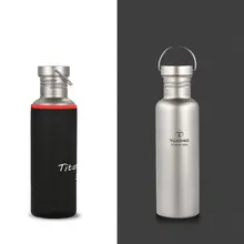 TOMSHOO Ультралегкая титановая бутылка для воды 550 мл/750 мл с пластиковой крышкой для походов на открытом воздухе, походов, велоспорта, титана, спортивного чайника