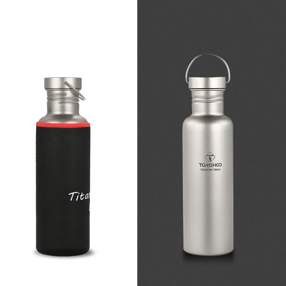 

TOMSHOO Ultralight 550ml/750ml Titanium Water Bottle with Plastic Lid for Outdoor Camping Hiking Cycling Titanium Sport Kettle